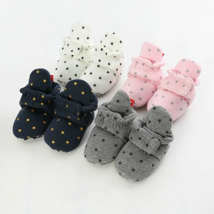 0-1 Year Old Spring and Autumn Knitted Baby Shoes Warm Toddler Cotton Shoes, Size:Inner Length 13cm(White Stars)