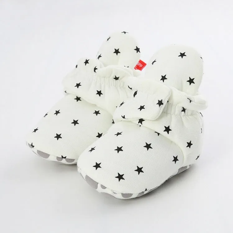 0-1 Year Old Spring and Autumn Knitted Baby Shoes Warm Toddler Cotton Shoes, Size:Inner Length 13cm(White Stars)