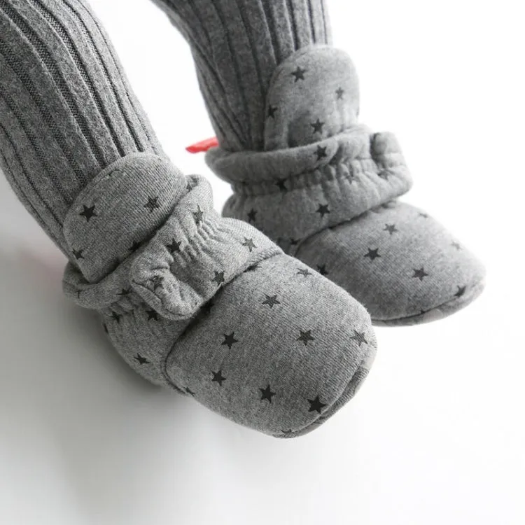 0-1 Year Old Spring and Autumn Knitted Baby Shoes Warm Toddler Cotton Shoes, Size:Inner Length 13cm(White Stars)