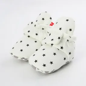 0-1 Year Old Spring and Autumn Knitted Baby Shoes Warm Toddler Cotton Shoes, Size:Inner Length 13cm(White Stars)