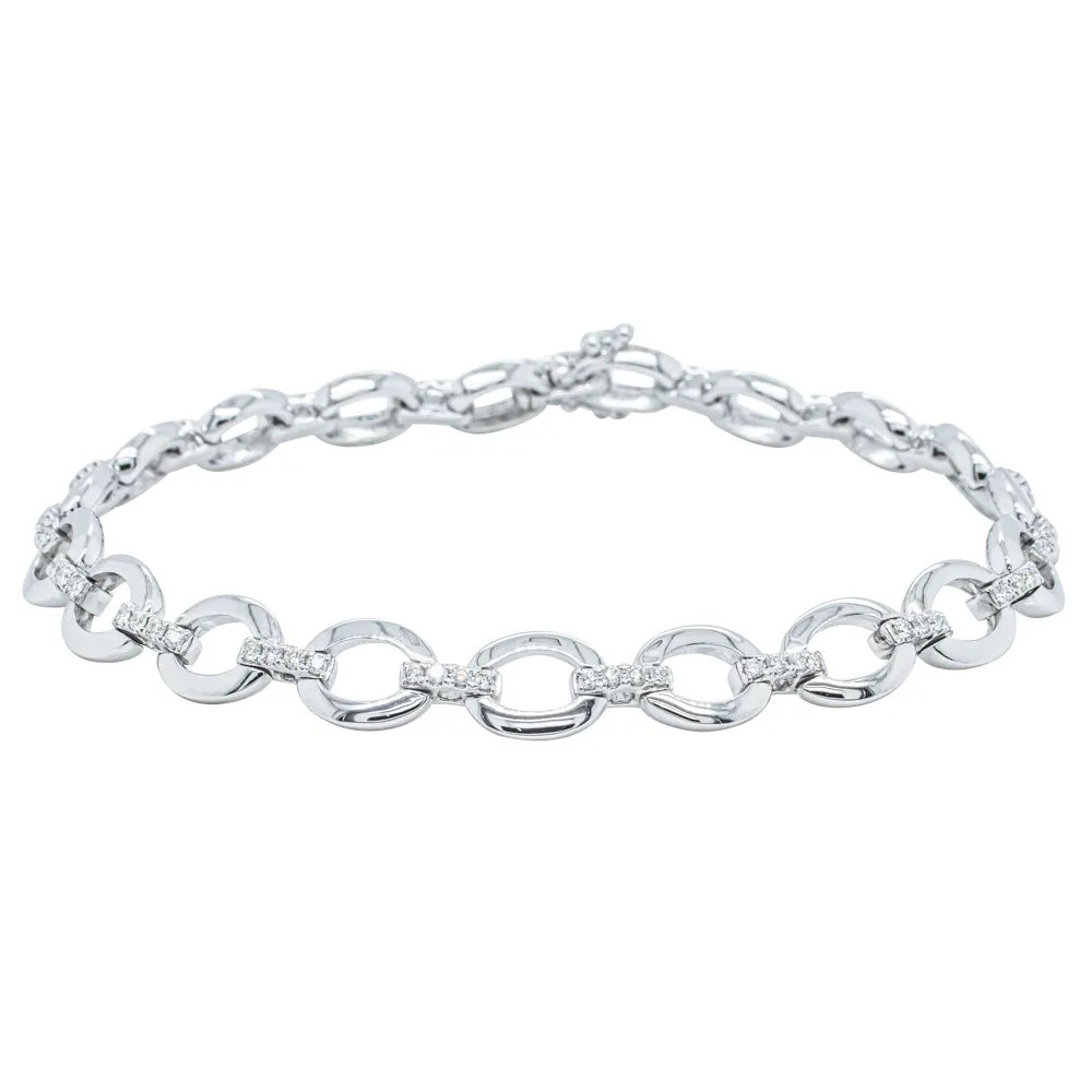 14ct White Gold .50ct Diamond Oval Link Bracelet