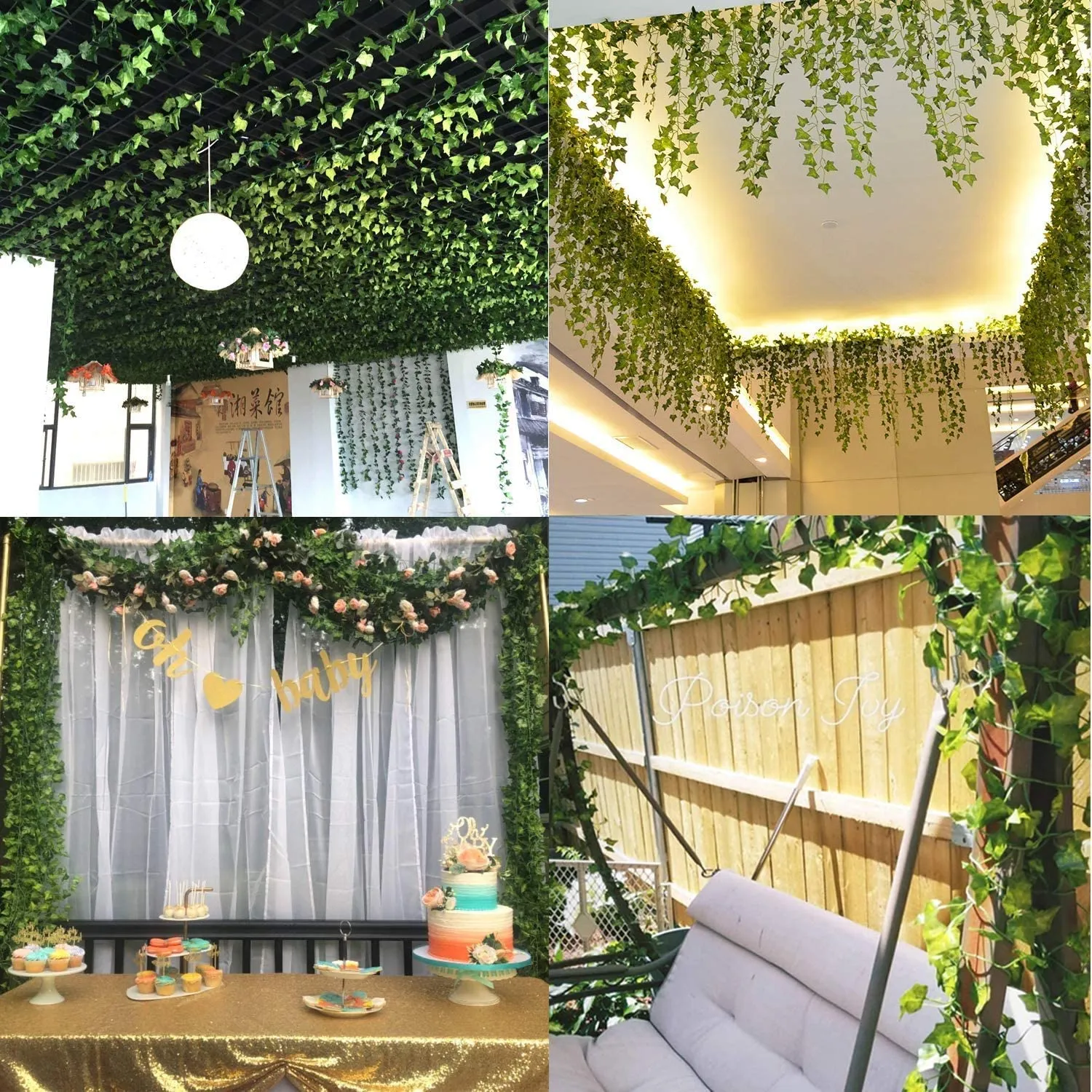 240cm Green Silk Artificial Hanging Ivy