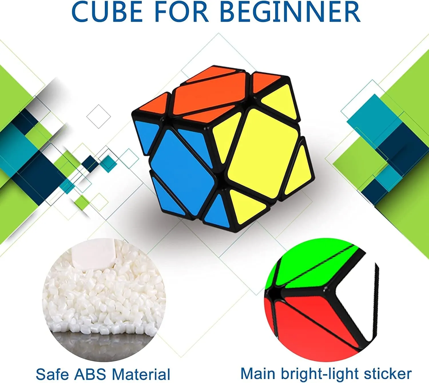 5 Pack Speed Cube Set, Puzzle Cube Bundle 2X2 3X3 Pyramid Dodecahedron Skewb Magic Cube Set, Smooth Sticker Cubes Games Toy