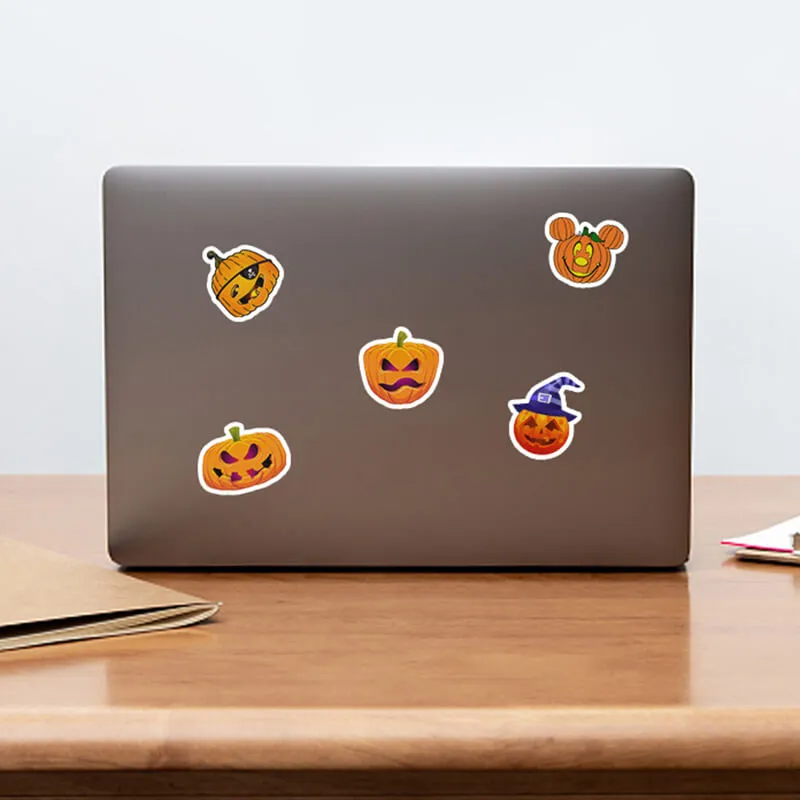 50 Pcs Halloween Pumpkin Waterproof Stickers