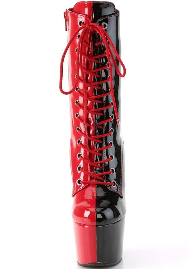 ADORE-1040TT [Red/Black Patent] | PLATFORM BOOTS [PREORDER]