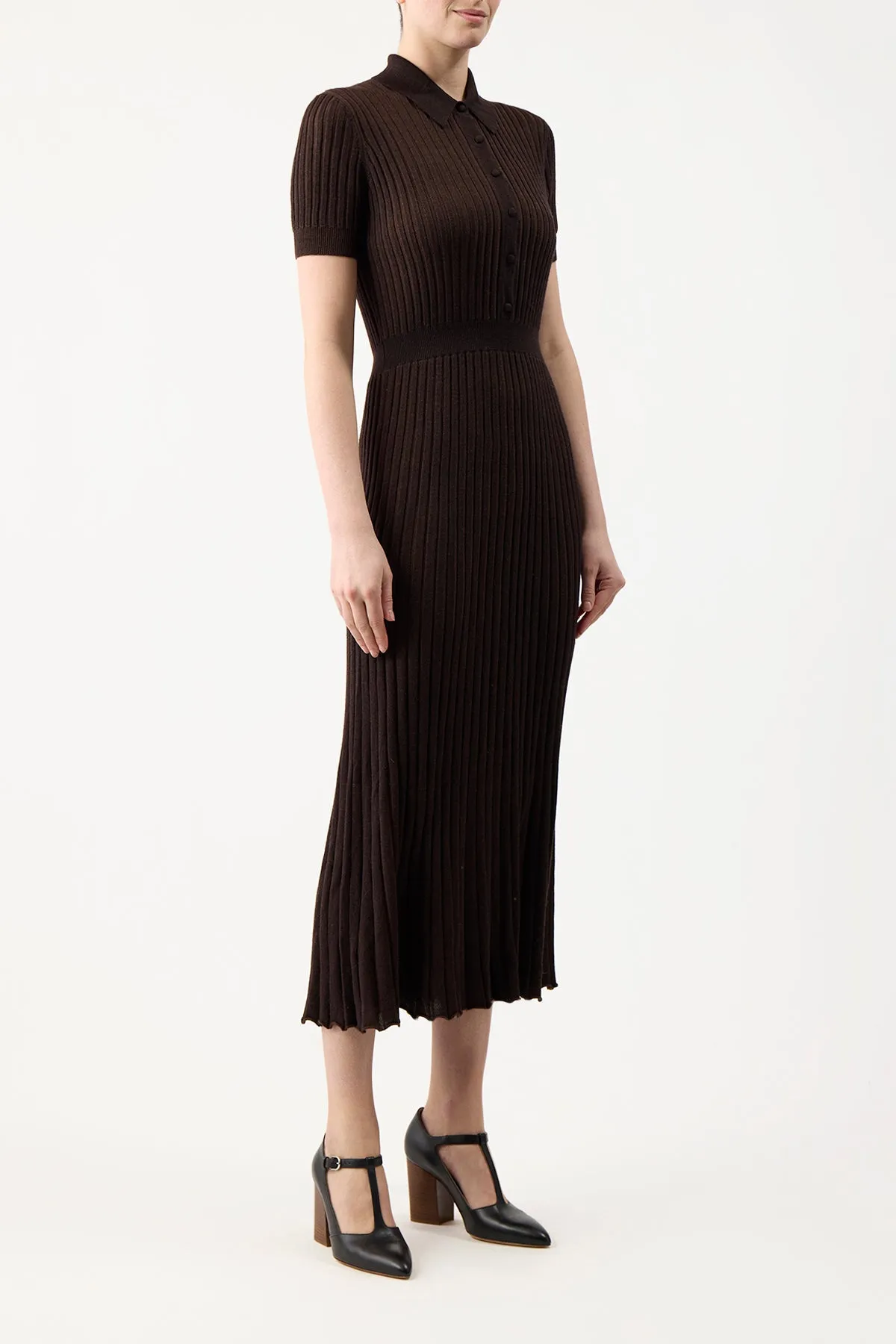 Amor Knit Midi Dress in Chocolate Cashmere Silk