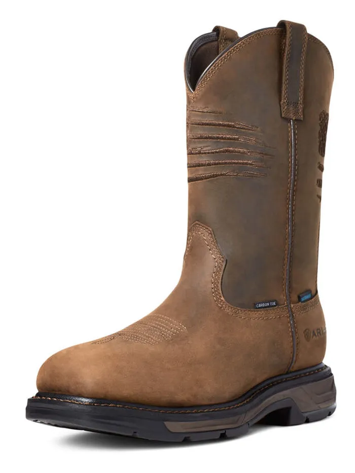 Ariat 10036002 Mens WorkHog XT Patriot Waterproof Carbon Toe Work Boot Brown