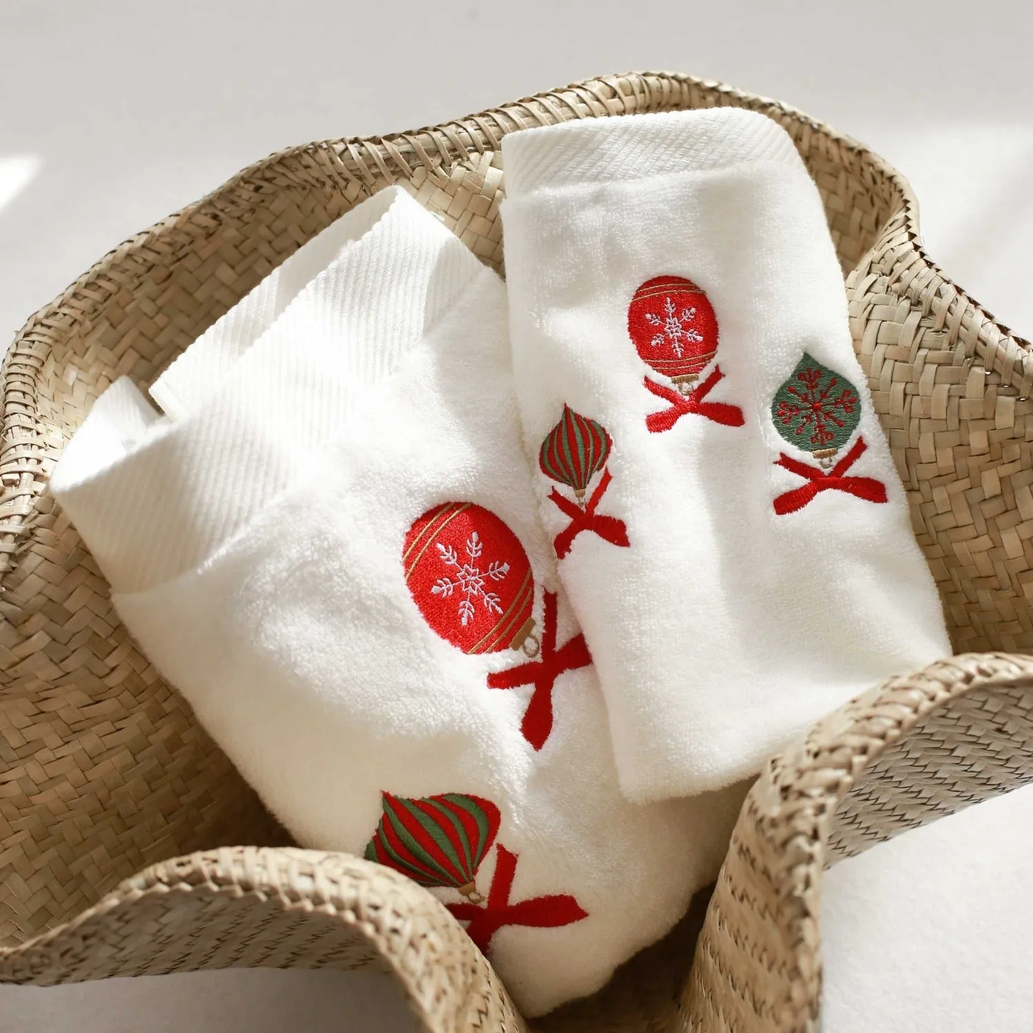 Bauble Embroidery Hand Towel