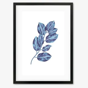 Blue Botanical Leaves Framed Art