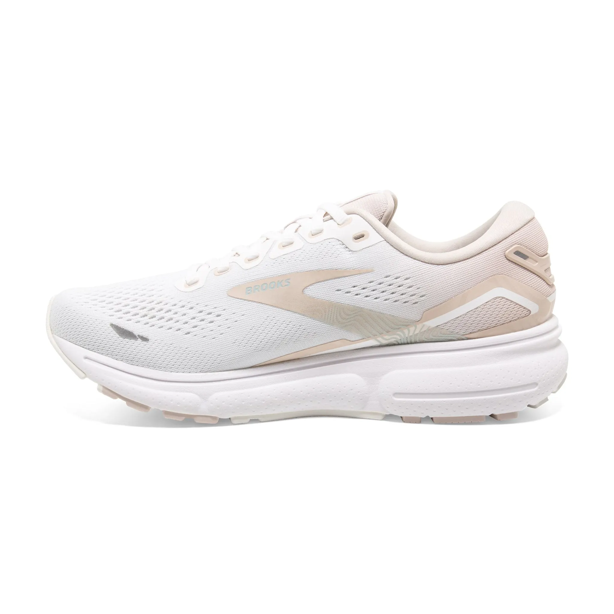 Brooks Women's 120380 189 Ghost 15 White Crystal Grey Glass Cushion Neutral Running Shoes