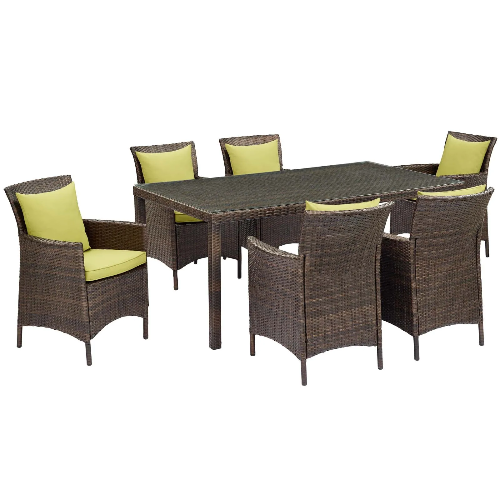 Conduit 7 Piece Outdoor Patio Wicker Rattan Dining Set