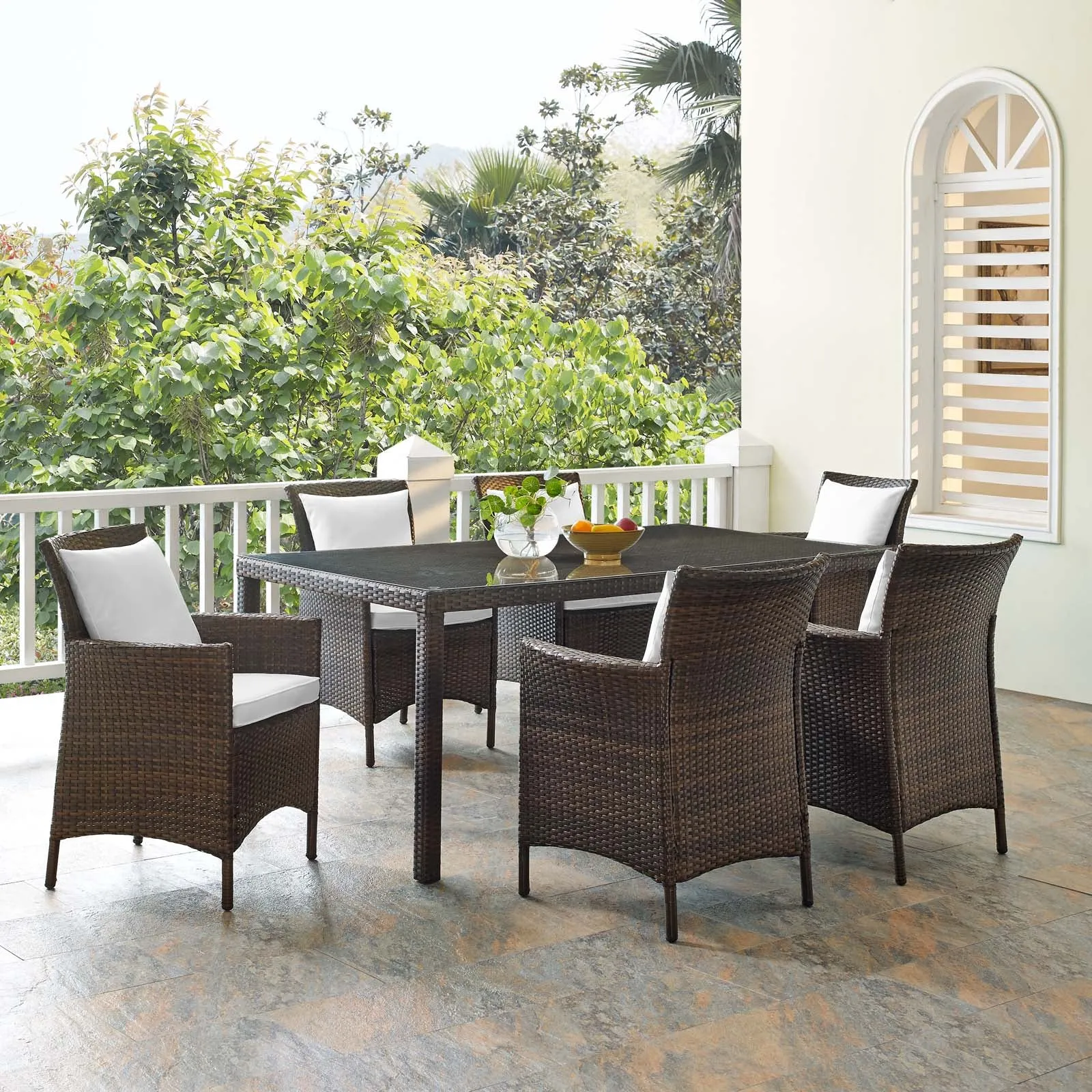 Conduit 7 Piece Outdoor Patio Wicker Rattan Dining Set