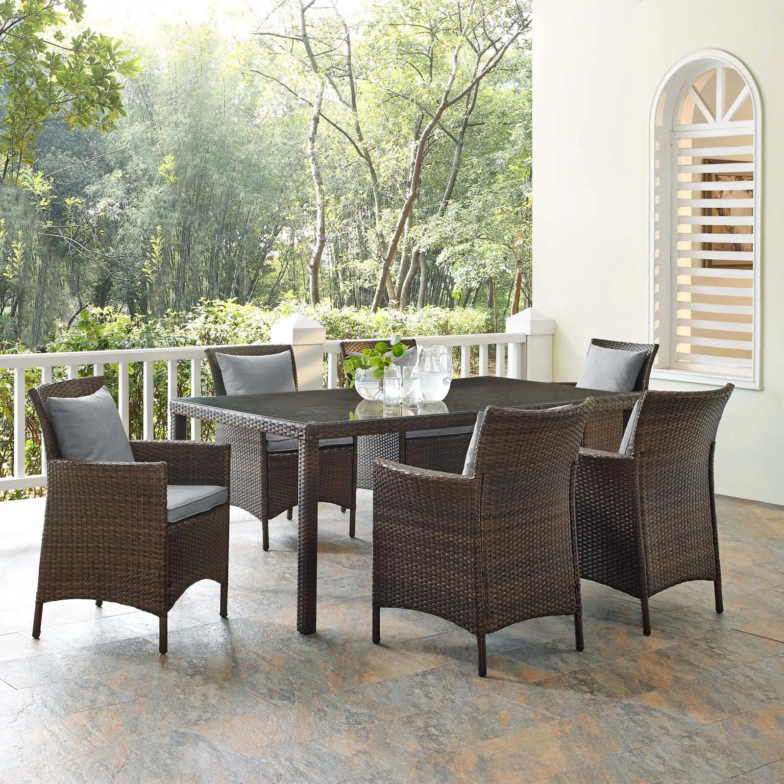 Conduit 7 Piece Outdoor Patio Wicker Rattan Dining Set