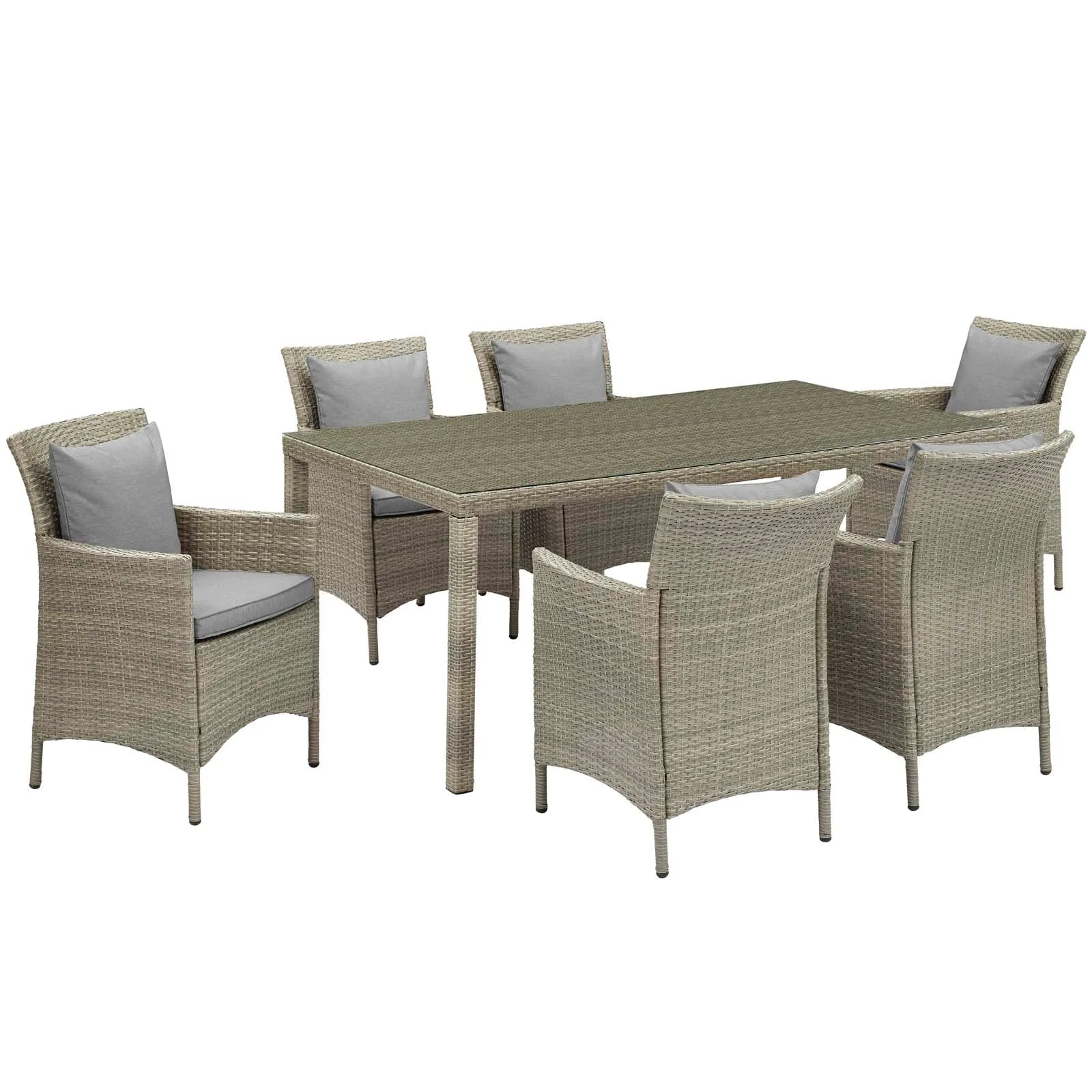 Conduit 7 Piece Outdoor Patio Wicker Rattan Dining Set