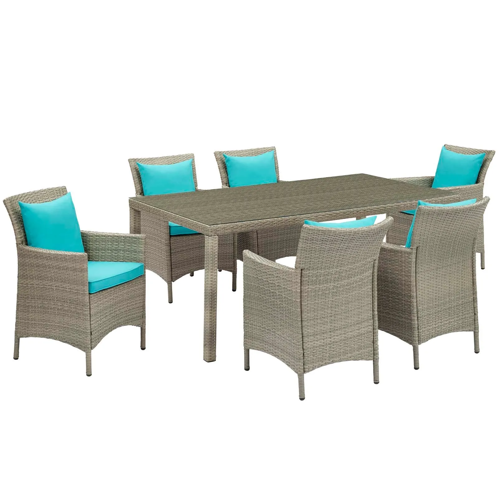 Conduit 7 Piece Outdoor Patio Wicker Rattan Dining Set