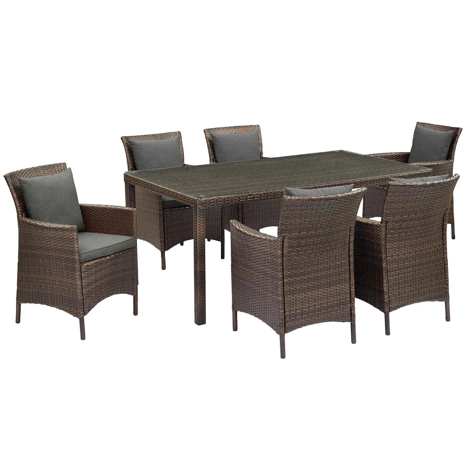 Conduit 7 Piece Outdoor Patio Wicker Rattan Dining Set