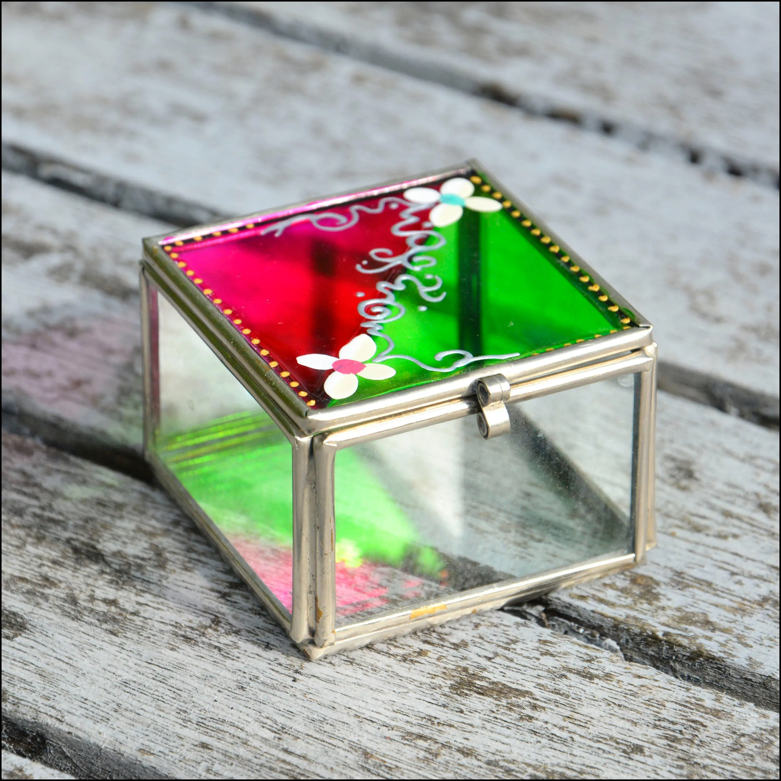 Daisy Stained Glass Jewellery Box - Medium Size