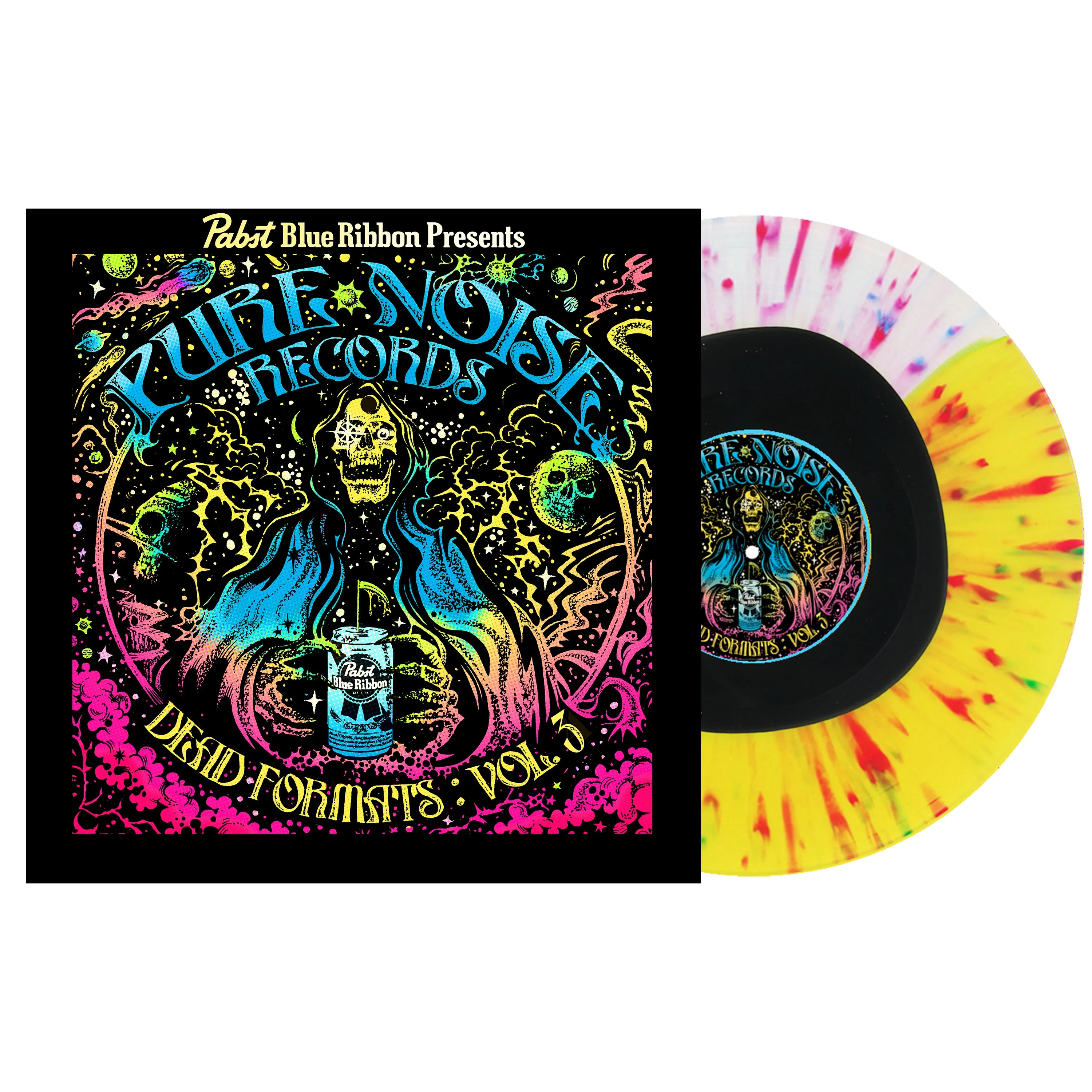 Dead Formats Vol. 3 - Black In Yellow With Heavy Blue, Pink & Purple Splatter LP