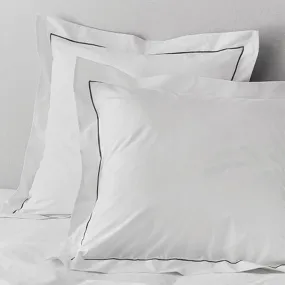 Egyptian Cotton European Pillowcase White & Charcoal