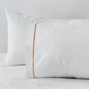 Egyptian Cotton Pillowcases White | Rust