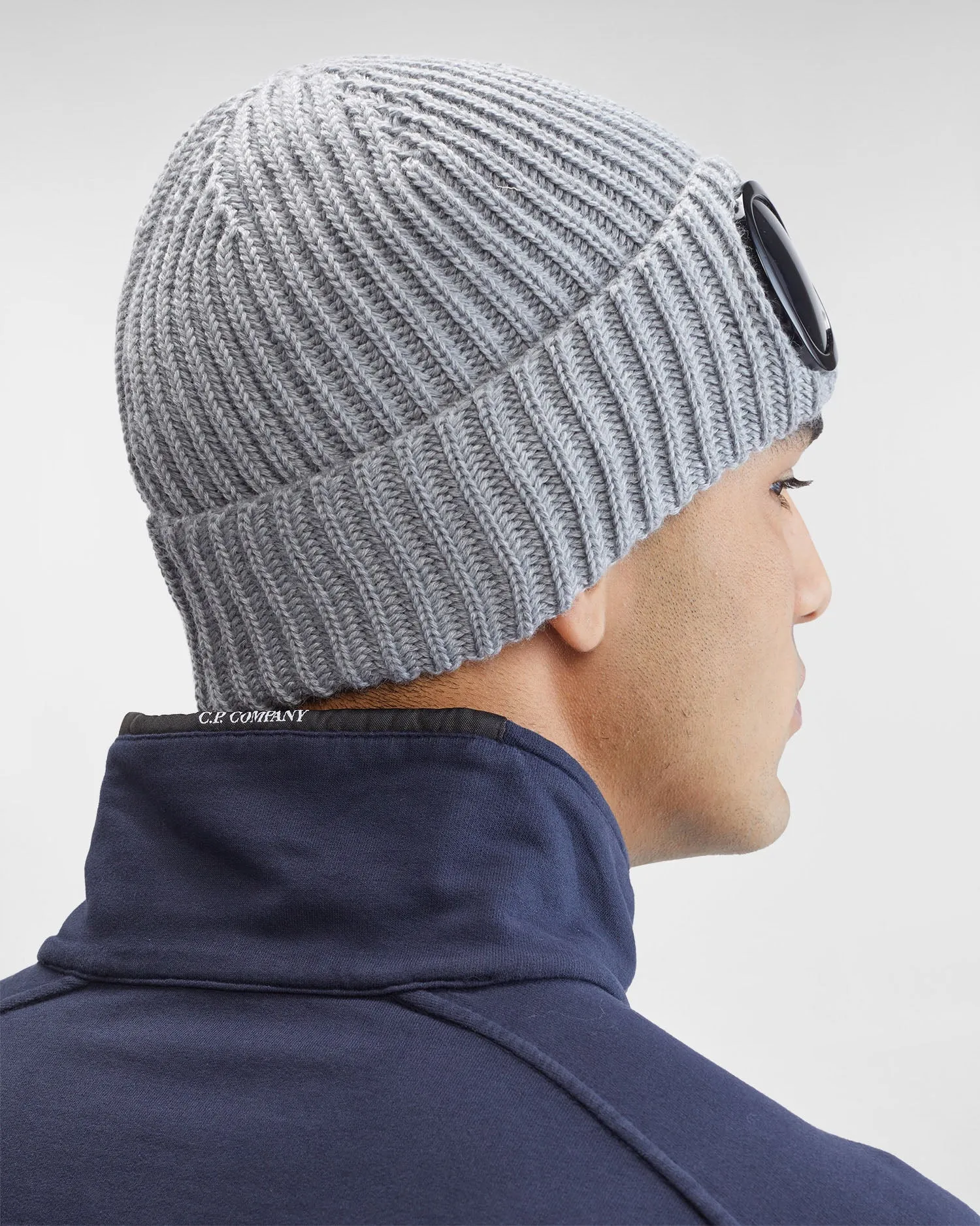 Extra Fine Merino Wool Goggle Beanie Grey Melange