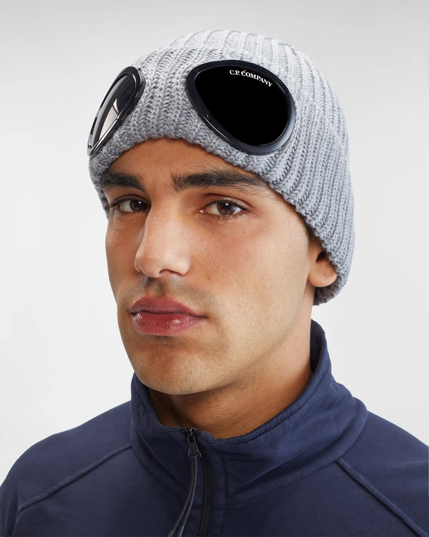 Extra Fine Merino Wool Goggle Beanie Grey Melange