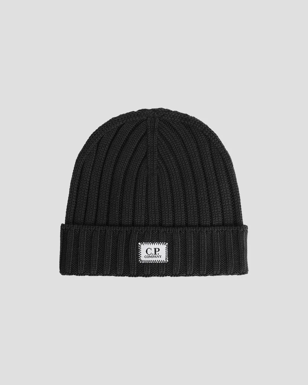 Extra Fine Merino Wool Logo Beanie Black