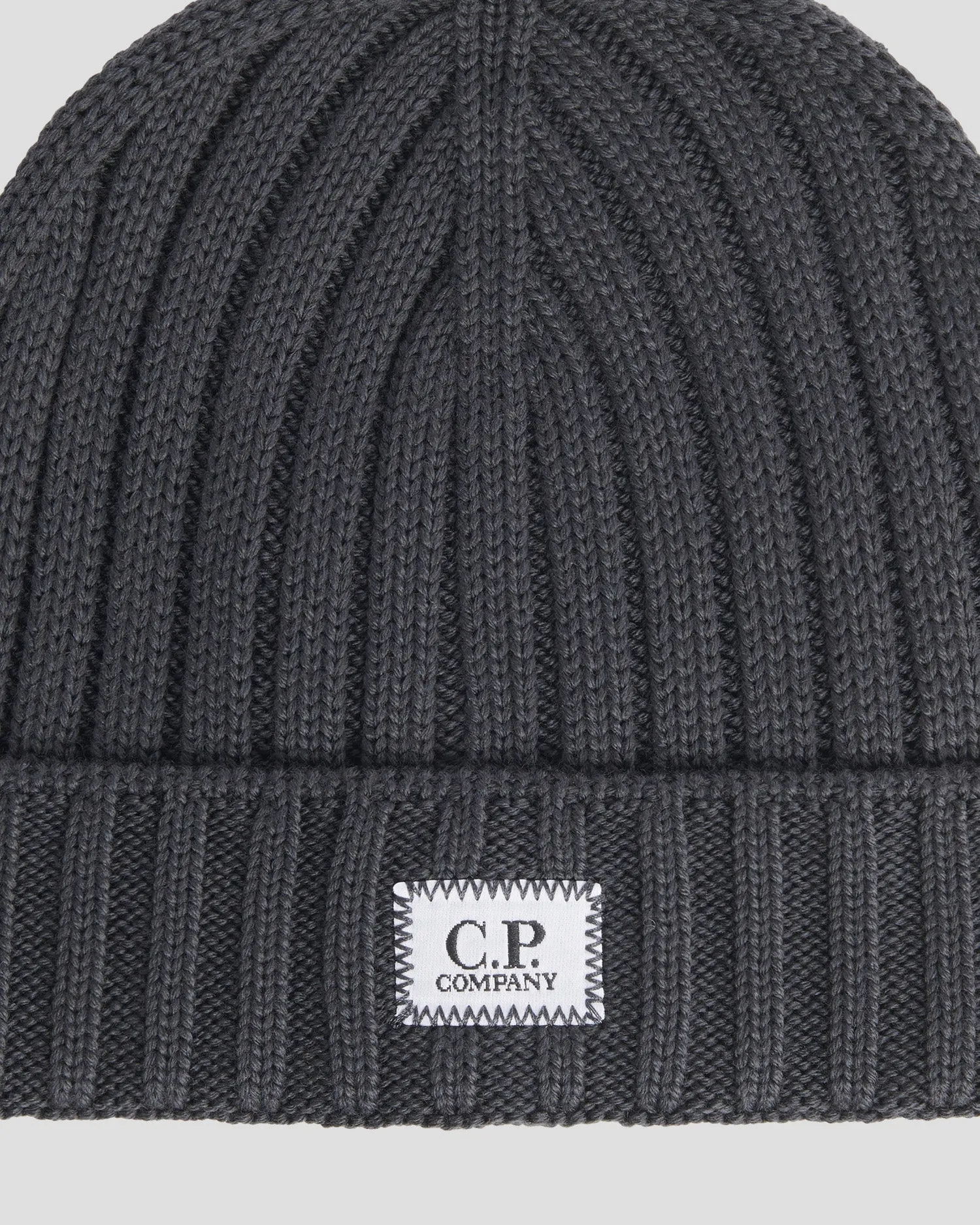 Extra Fine Merino Wool Logo Beanie Forged Iron