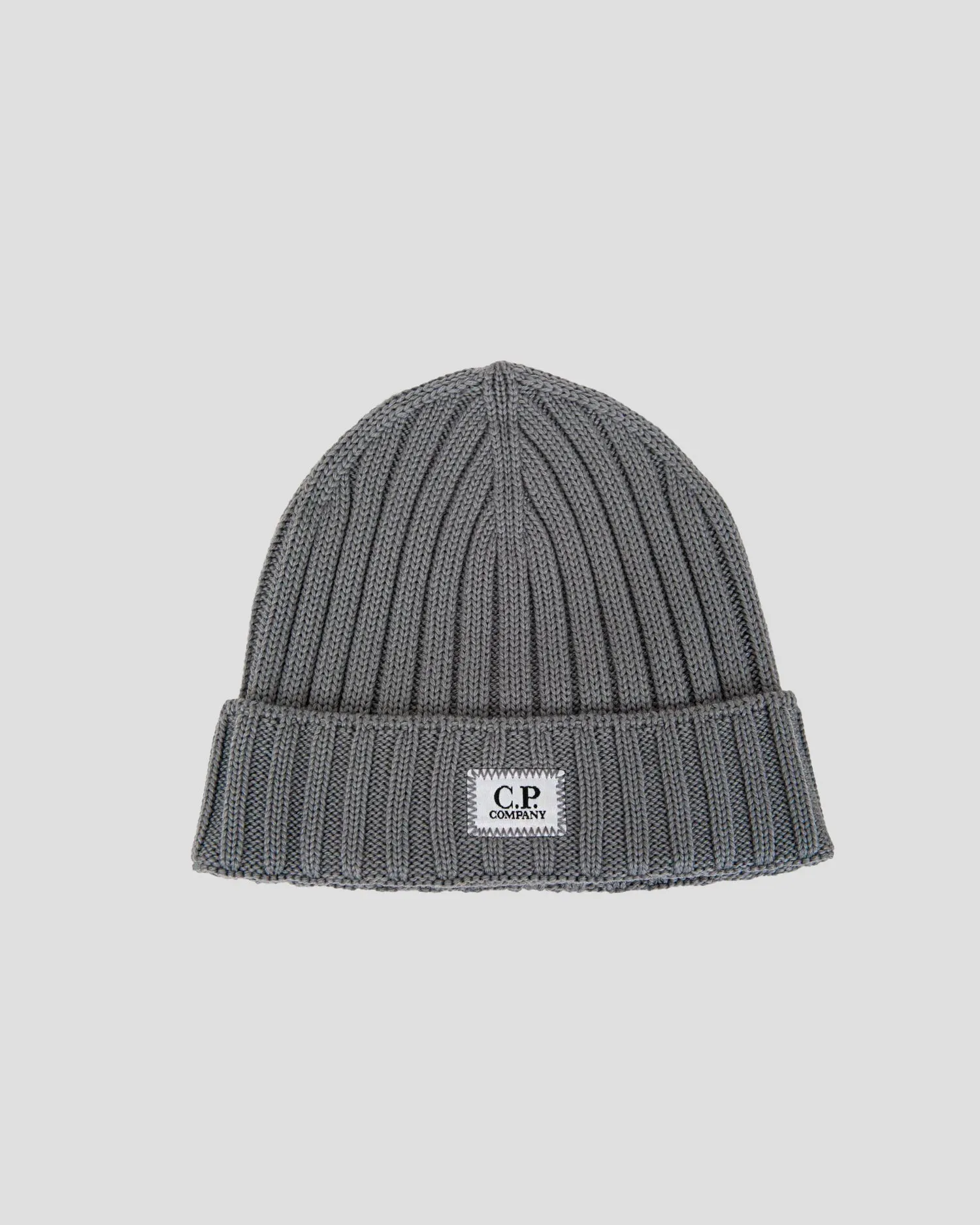 Extra Fine Merino Wool Logo Beanie Griffin Grey