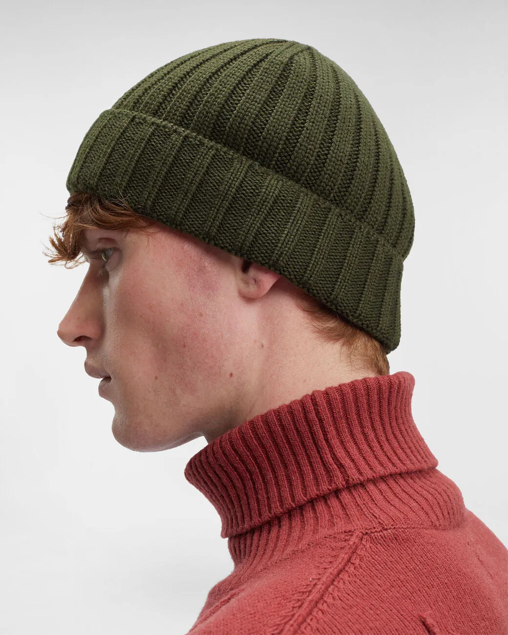 Extra Fine Merino Wool Logo Beanie IVY Green