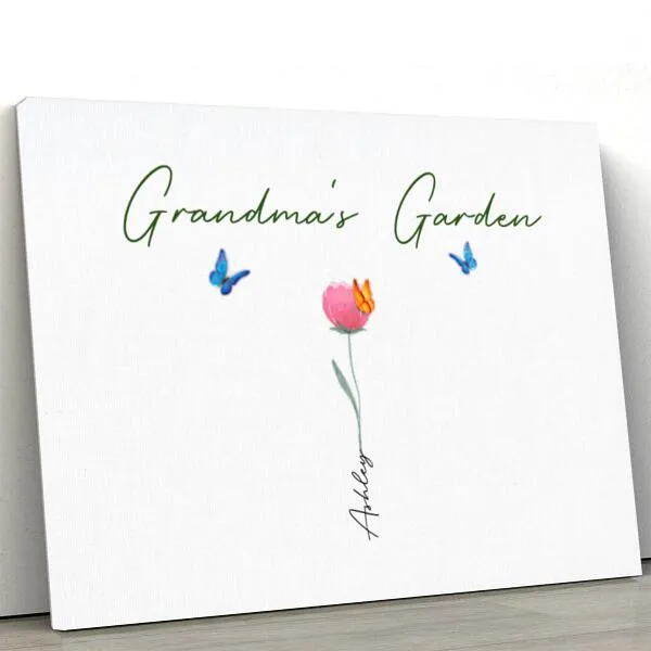 Family Watercolor Flowers Personalized Canvas - Numbers Of Flowers, Title and Name can be customized