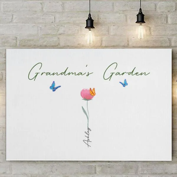 Family Watercolor Flowers Personalized Canvas - Numbers Of Flowers, Title and Name can be customized