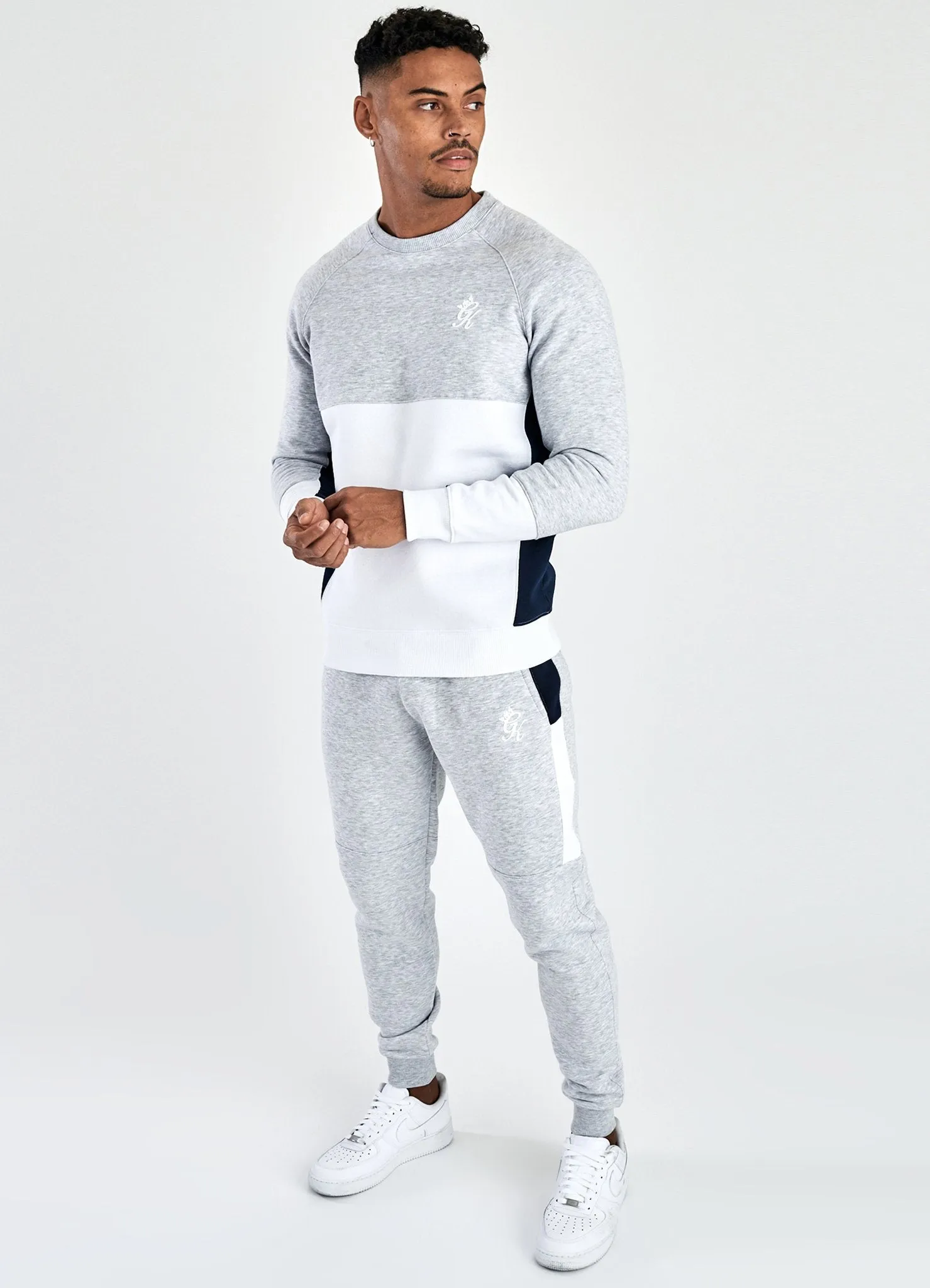 GK Mindfield Tracksuit Bottoms - Snow Marl/White/Navy