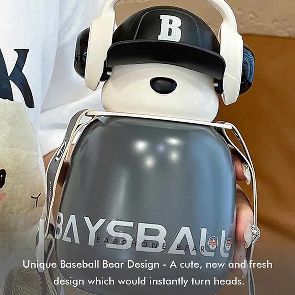 Grey Baseball Bear Kids Water Bottle, 460ml