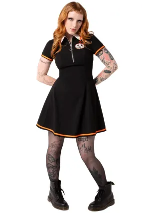 Hell Bunny Jack-O-Lantern Mini Dress Pumpkin Polo Style Halloween