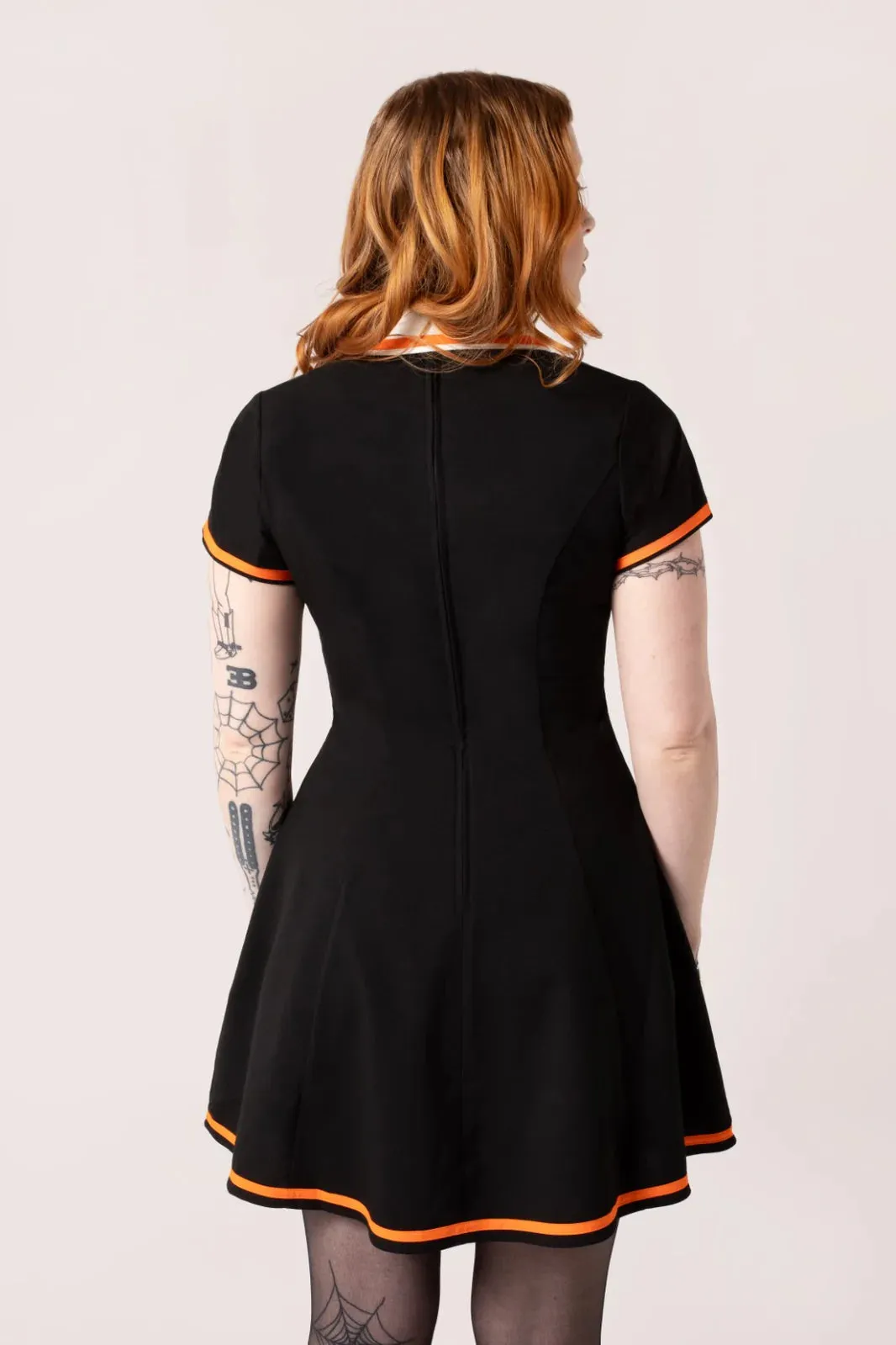 Hell Bunny Jack-O-Lantern Mini Dress Pumpkin Polo Style Halloween