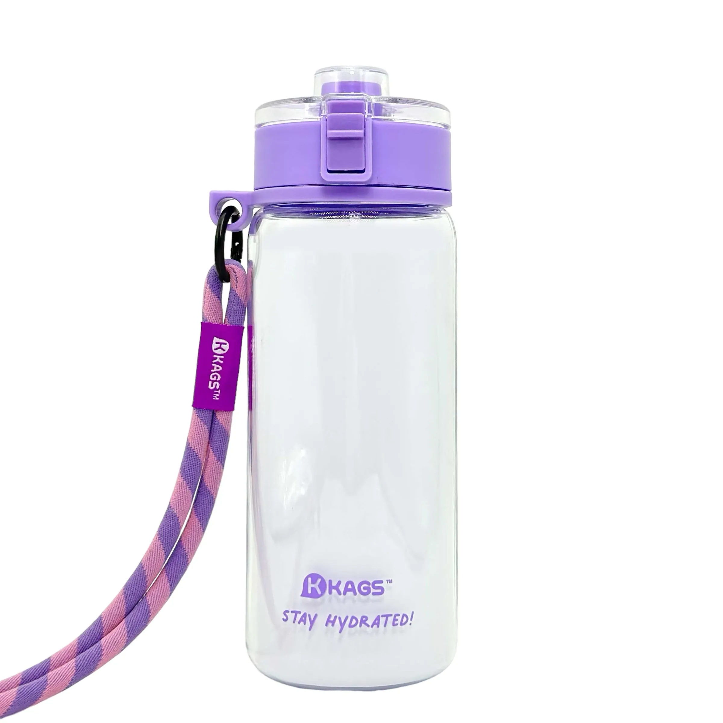 KAGS AQUARECHARGE Series Tritan 600ML Water Bottle w/ Crossbody Strap Color Series