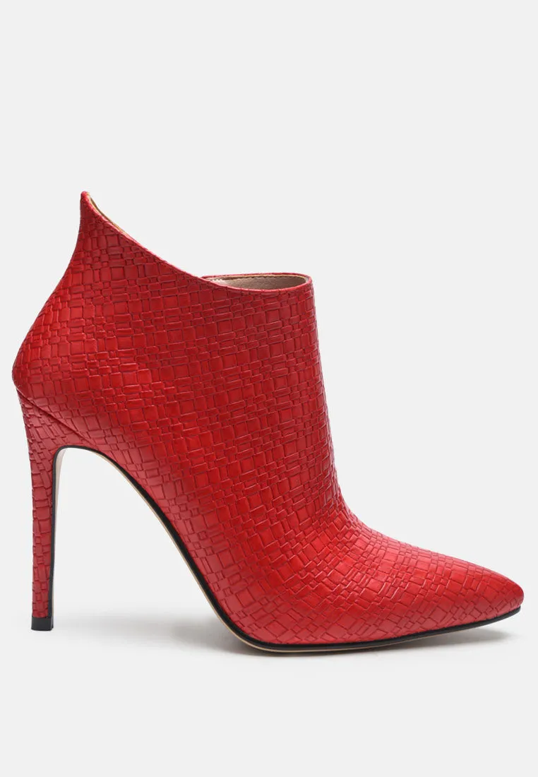 LOLITA Woven Texture Stiletto Boot in Red