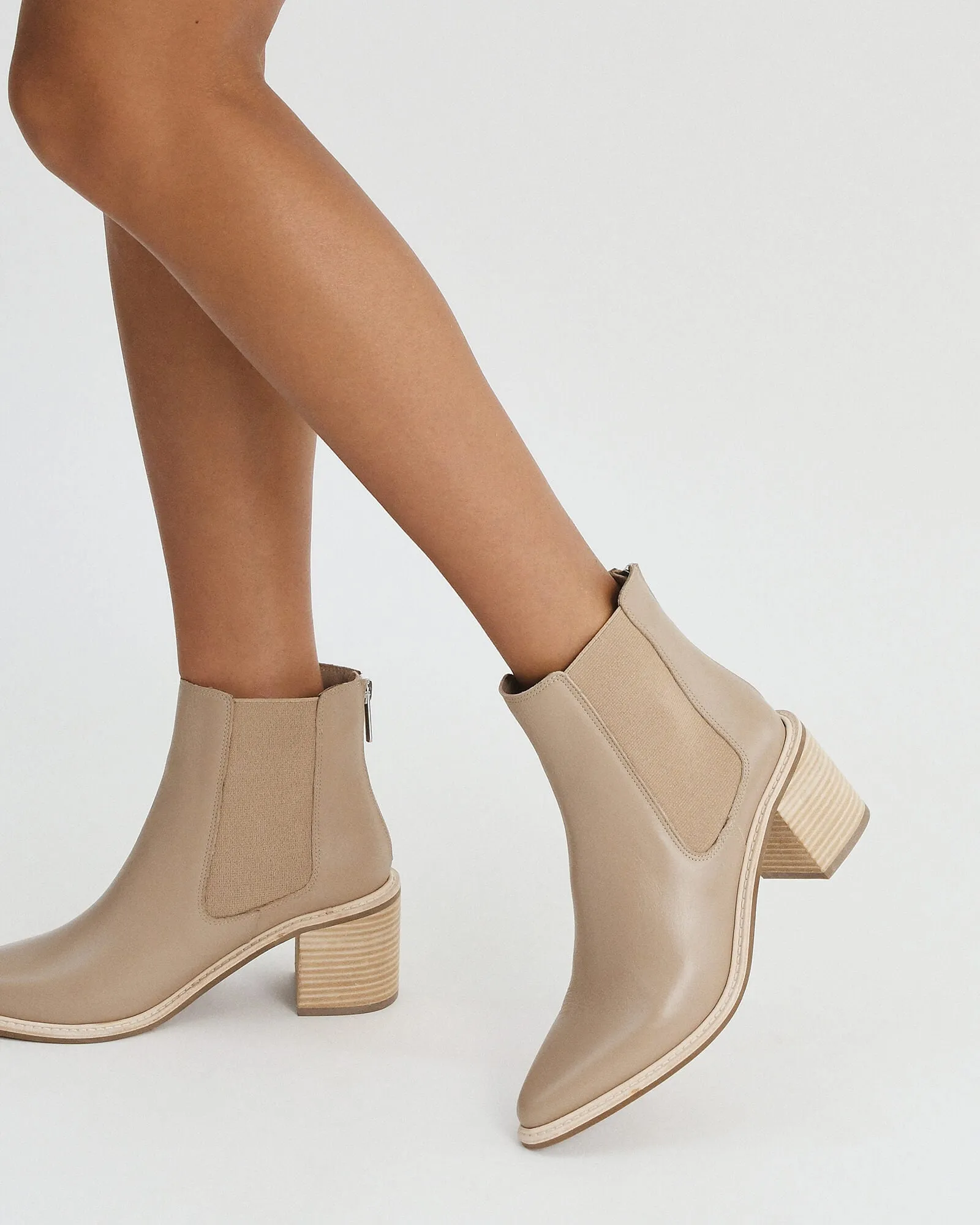 LUXE HIGH ANKLE BOOTS TAUPE LEATHER