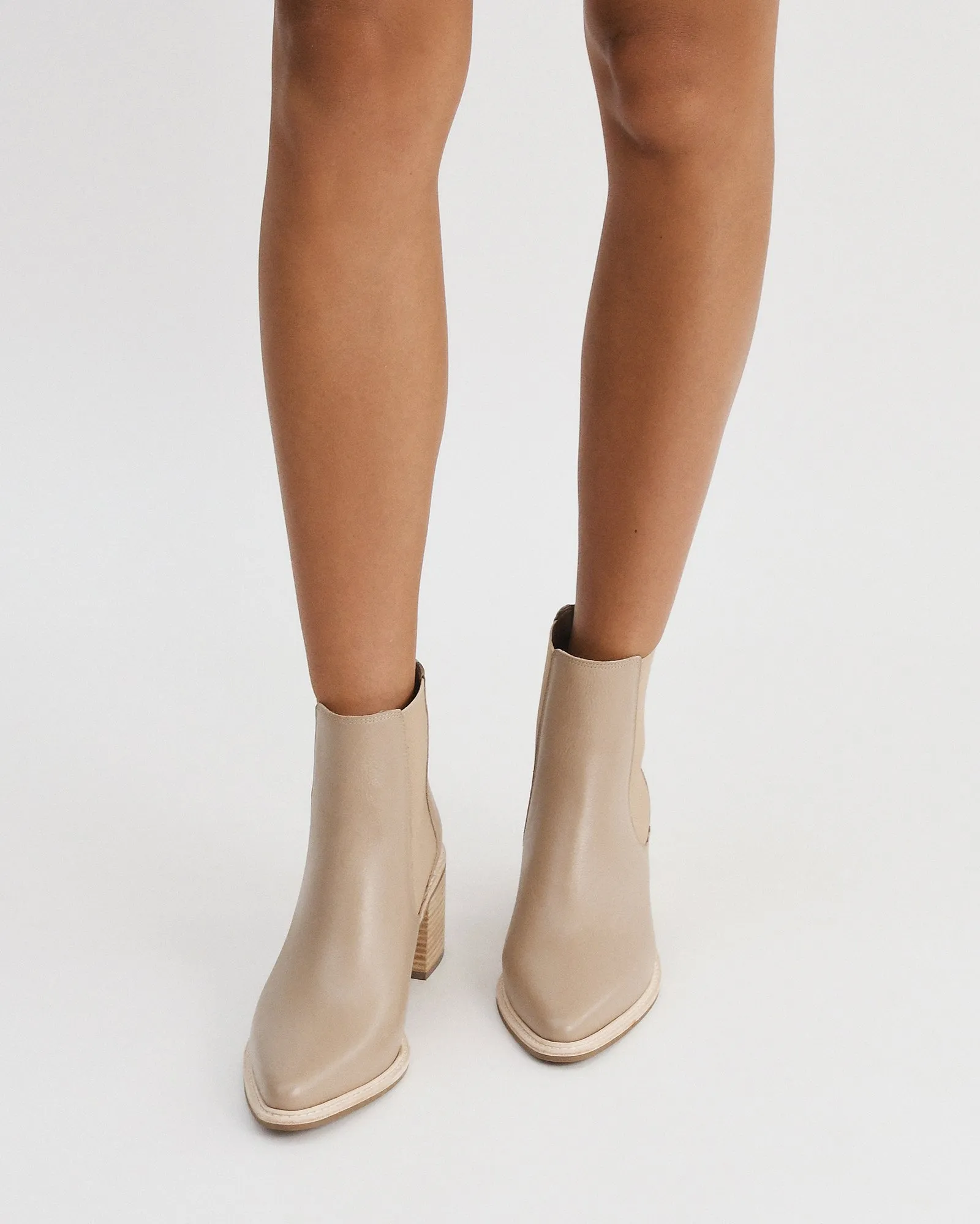 LUXE HIGH ANKLE BOOTS TAUPE LEATHER