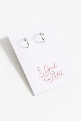 Mini Stud Hoop Earrings in Silver