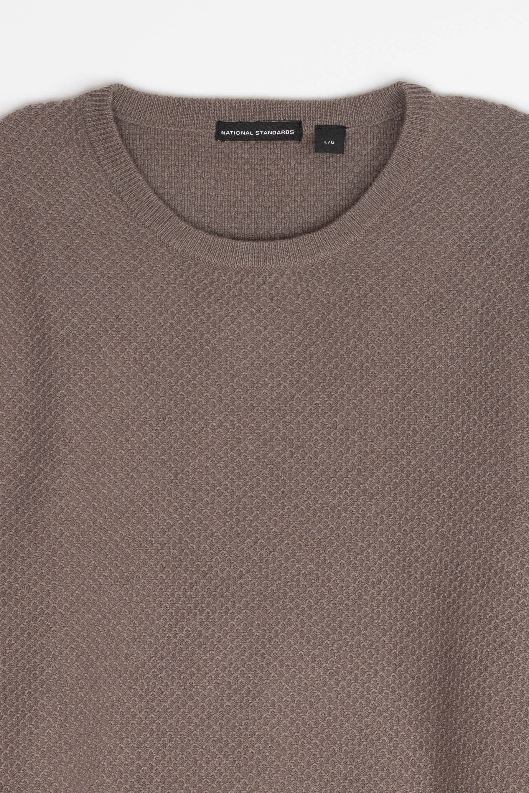 NS3019-8 New Wool Honeycomb Stitch Crew in Taupe