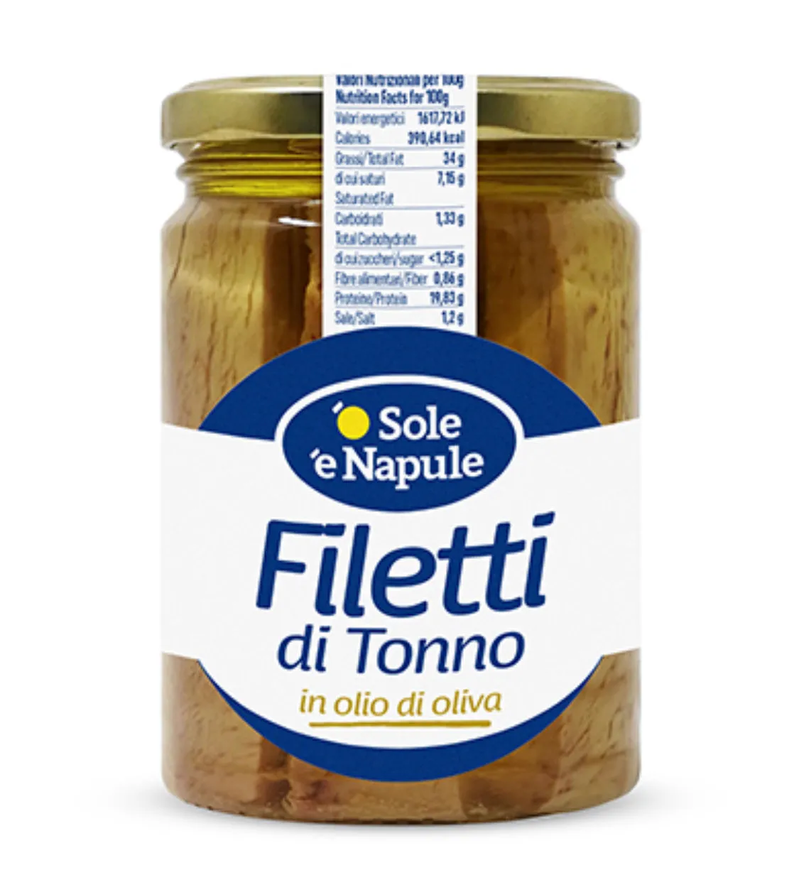 O Sole e Napule - Fillets of Tuna in Olive Oil 212g Glass Jar (3-Pack)