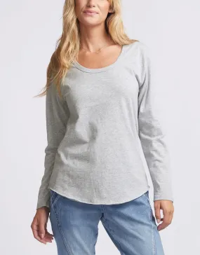 Original Round Neck Long Sleeve T-Shirt - Snow Grey