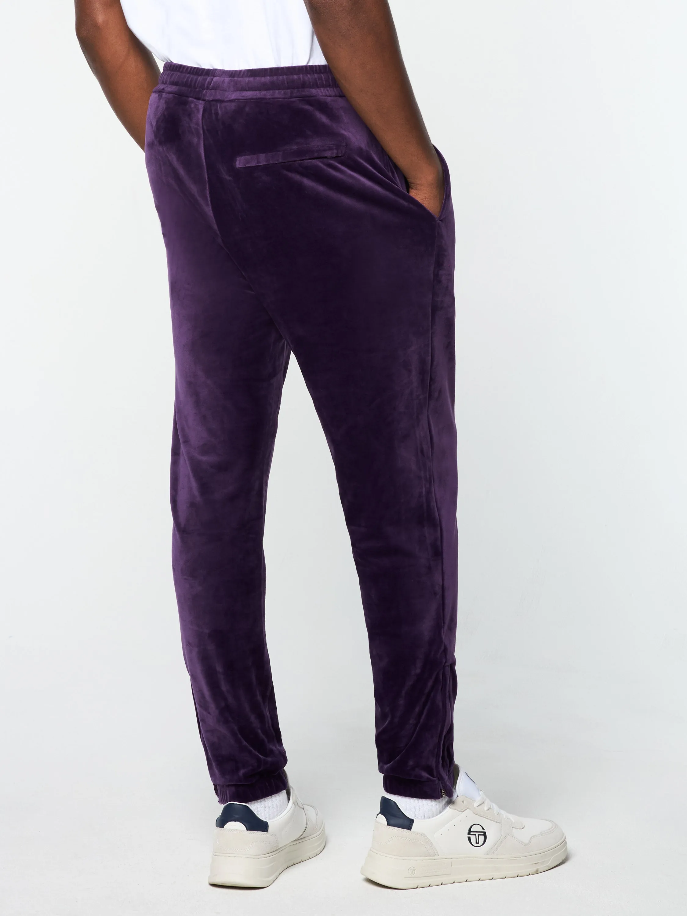 Ostuni Velour Track Pant- Blackberry Cordial