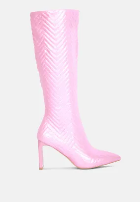 Prinkles Quilted Italian Block Heel Calf Boots By Ruw