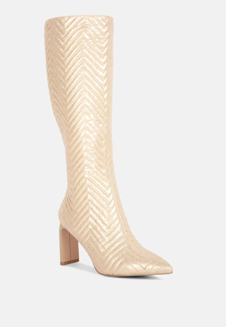 Prinkles Quilted Italian Block Heel Calf Boots By Ruw