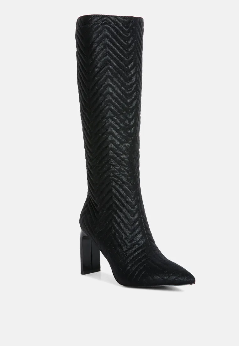 Prinkles Quilted Italian Block Heel Calf Boots By Ruw