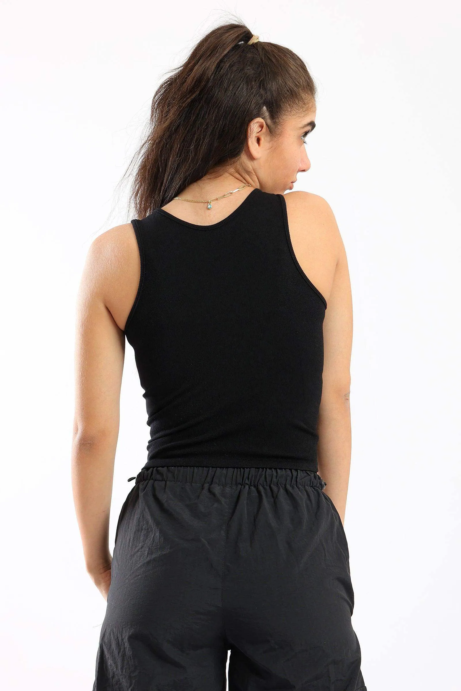 Ribbed Front Cut Out Top