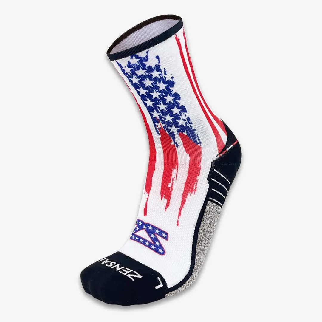 Rugged USA Flag Running Socks (Mini-Crew)